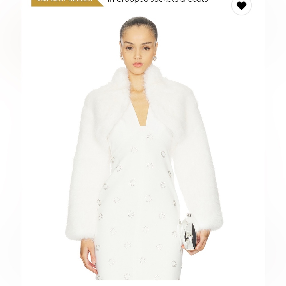 NWT! ELLIATT Lucyana White Faux Fur Cropped Jacket size S